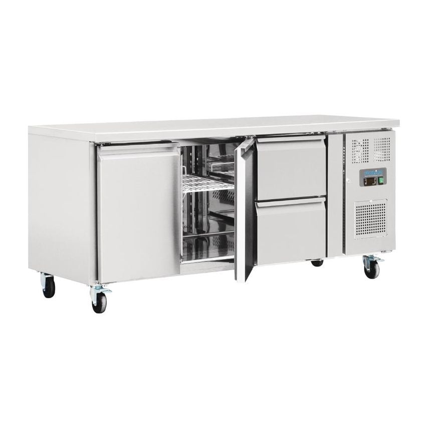 POLAR U-Series 2 Door and 2 Drawer Counter Fridge 417L