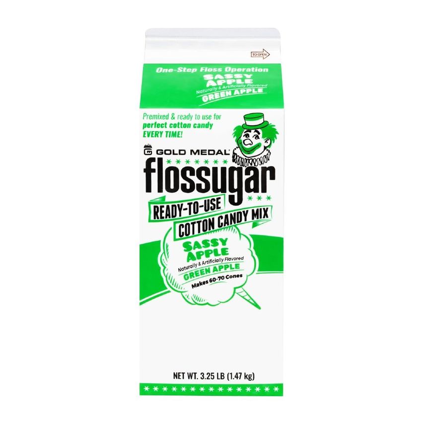 Gold Medal Flossugar Green Apple Ready to Use Cotton Candy Mix 1.47kg