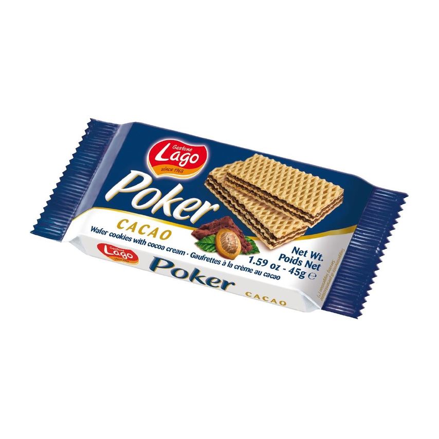 Lago Poker Gastone Lago Poker Cocoa Creme Wafers 45g (Pack of 20)