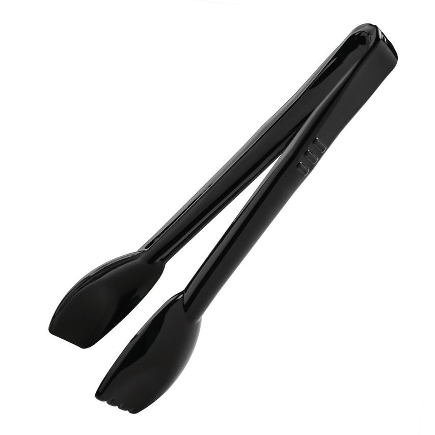 Vogue Black Plastic Food Tongs 9"