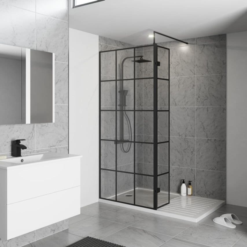 Kartell Krittal Wetroom Screen Black 700mm