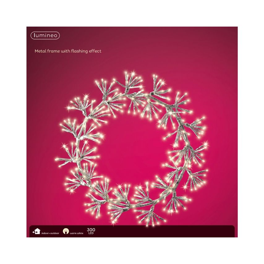 Lumineo LED Silver Frame with Warm White Lights 300 LEDs