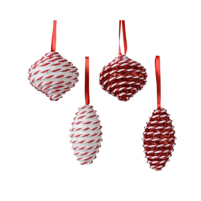 Kaemingk Bauble Foam Glitter Red/White 5.50cm Assorted