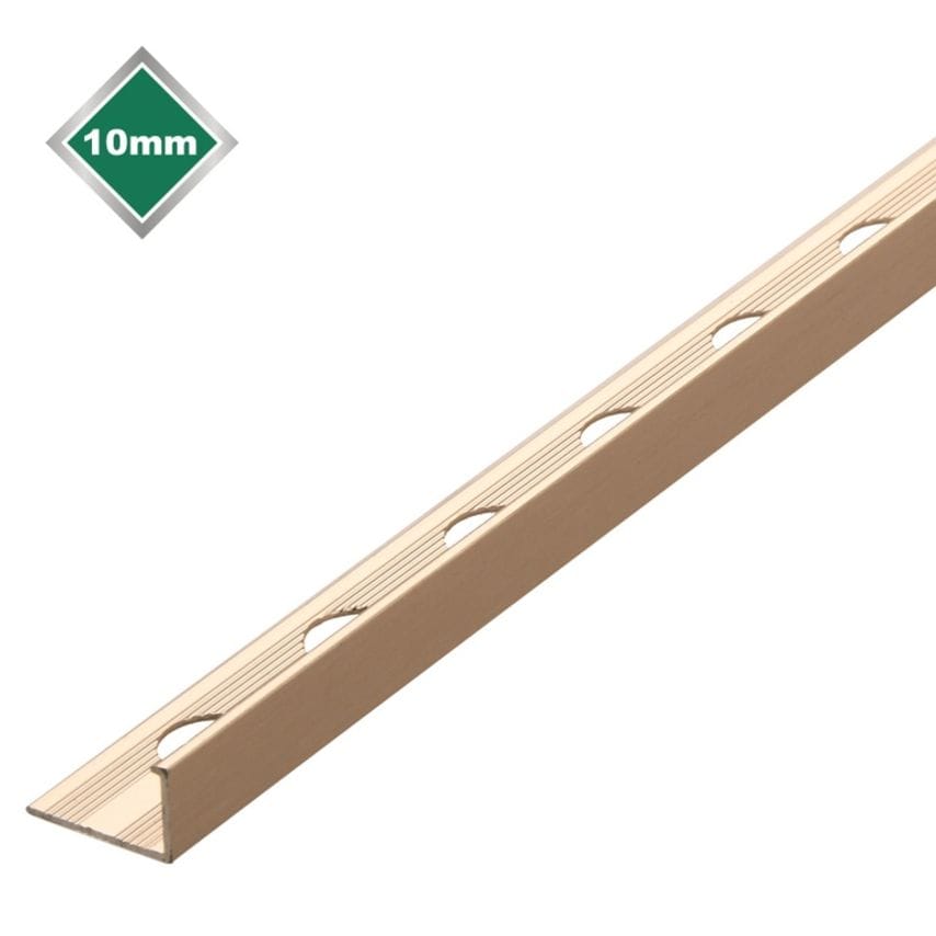 Tile Rite Stainless Steel Effect Metal Tile Trim L Profile 10mm x 2.44m