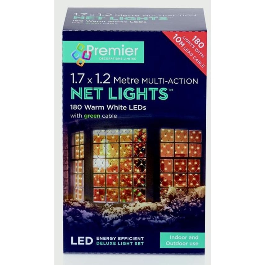 Premier Multi-Action LED Net Lights 180 LED 1.7 x 1.2m Warm White