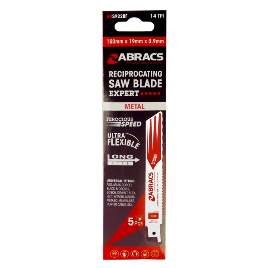 Abracs Reciprocating Saw Blade Fast Cut Pack of 5 150 x 19 x 0.9mm