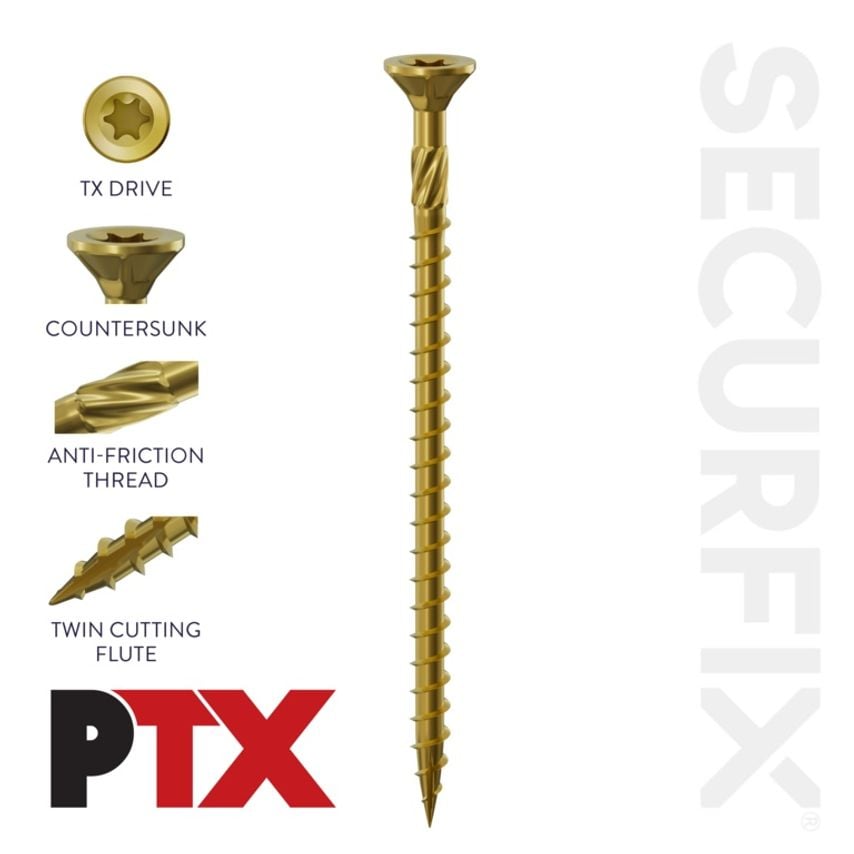 Securfix PTX Size 10 x 2" (5.0 x 60mm) Pack of 200 Screws
