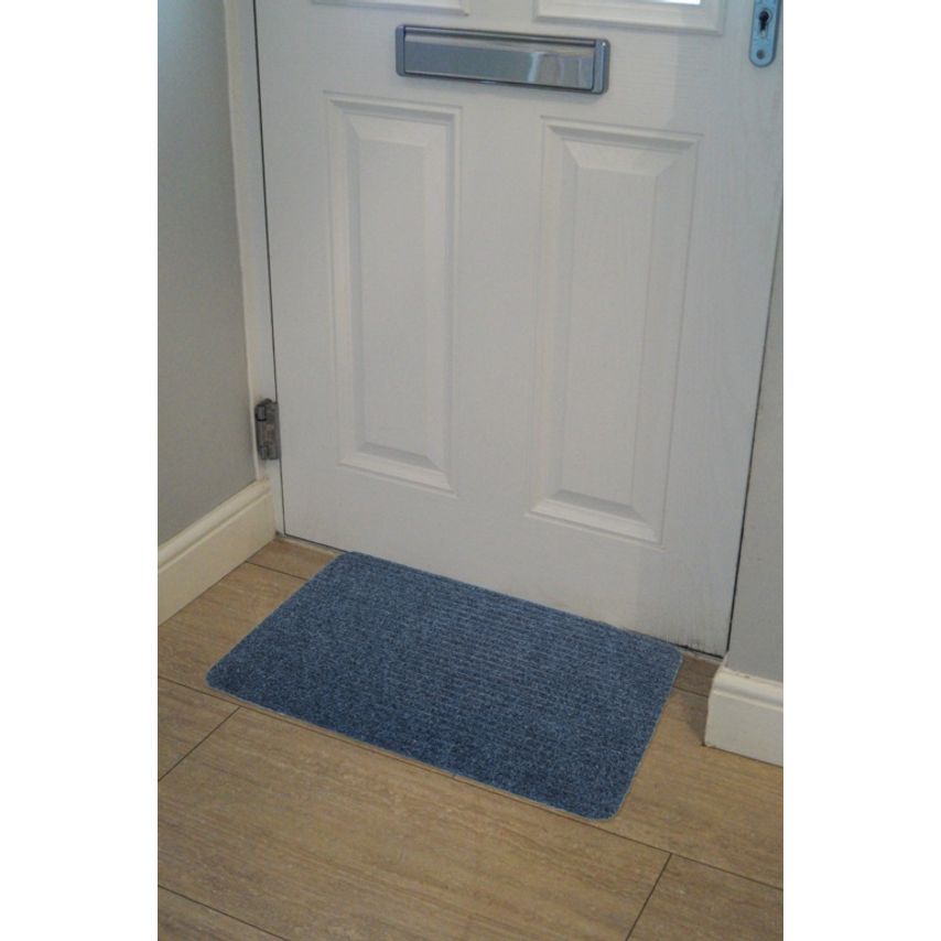 Groundsman Basic Ribbed Indoor Doormat 40 x 60cm Blue