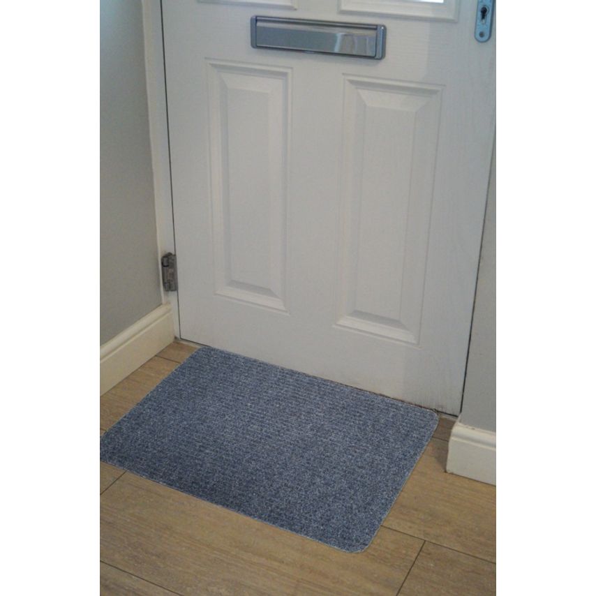Groundsman Basic Ribbed Indoor Doormat 50 x 80cm Blue