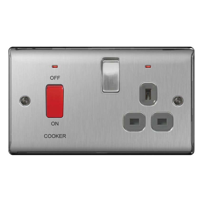 Brushed Steel Switched Sockets 13A