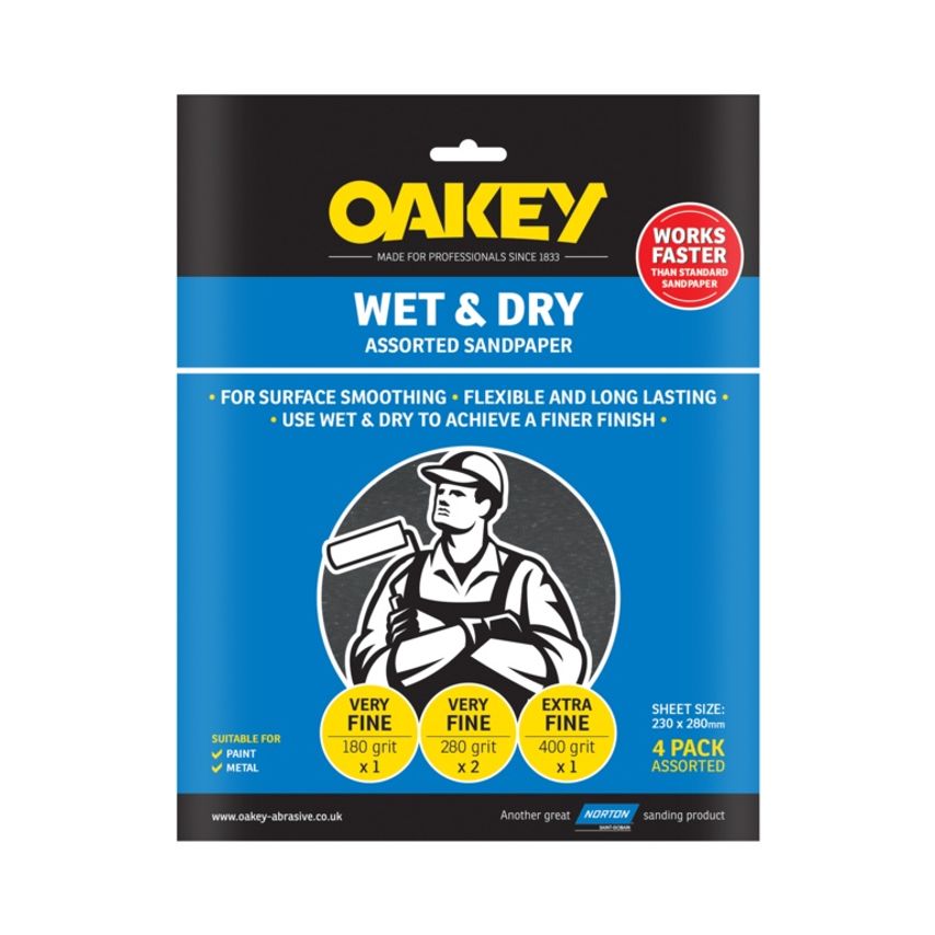 NORTON Oakey Flexible Wet & Dry Paper - 275 x 225mm Assorted (1 X C, 2 x M, 1 X