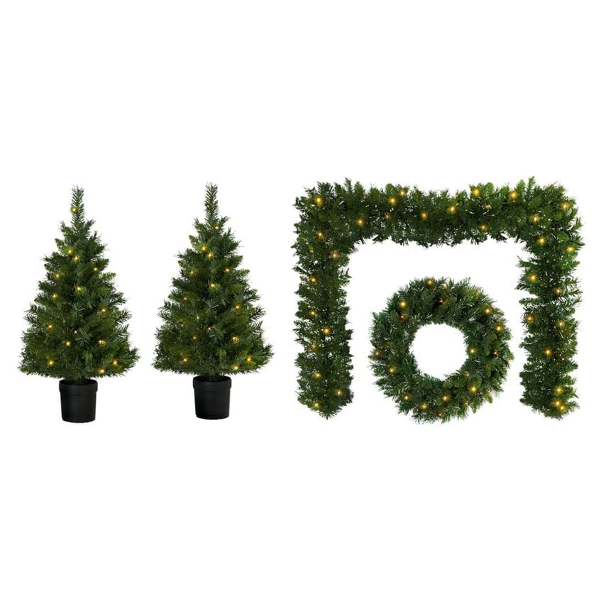 Premier Christmas Door Set, Tree, Wreath, Garland Prelit