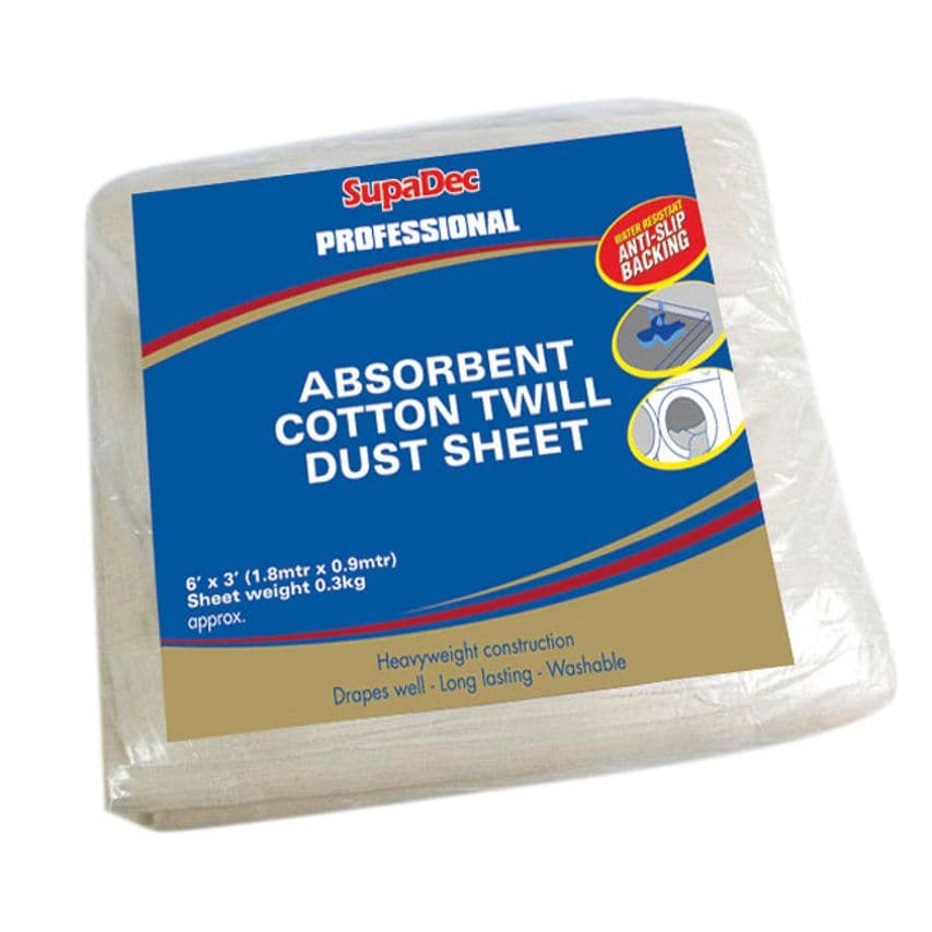 Absorbent Cotton Twill Dust Sheet 6 x 3 Water Resistant