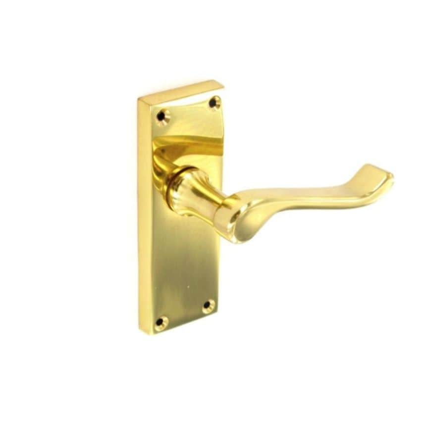 Securit Scroll Brass Latch Handles (Pair) 120mm