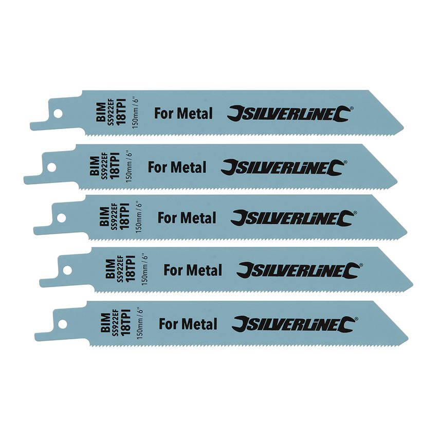 Silverline Reciprocating Saw Blades for Metal (Pack of 5)