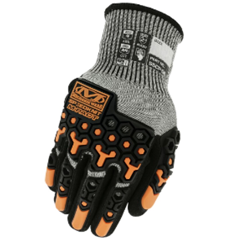 Mechanix Wear SpeedKnit M-Pact Glove Grey/Black w/Orange Size Extra Large S5CP-0