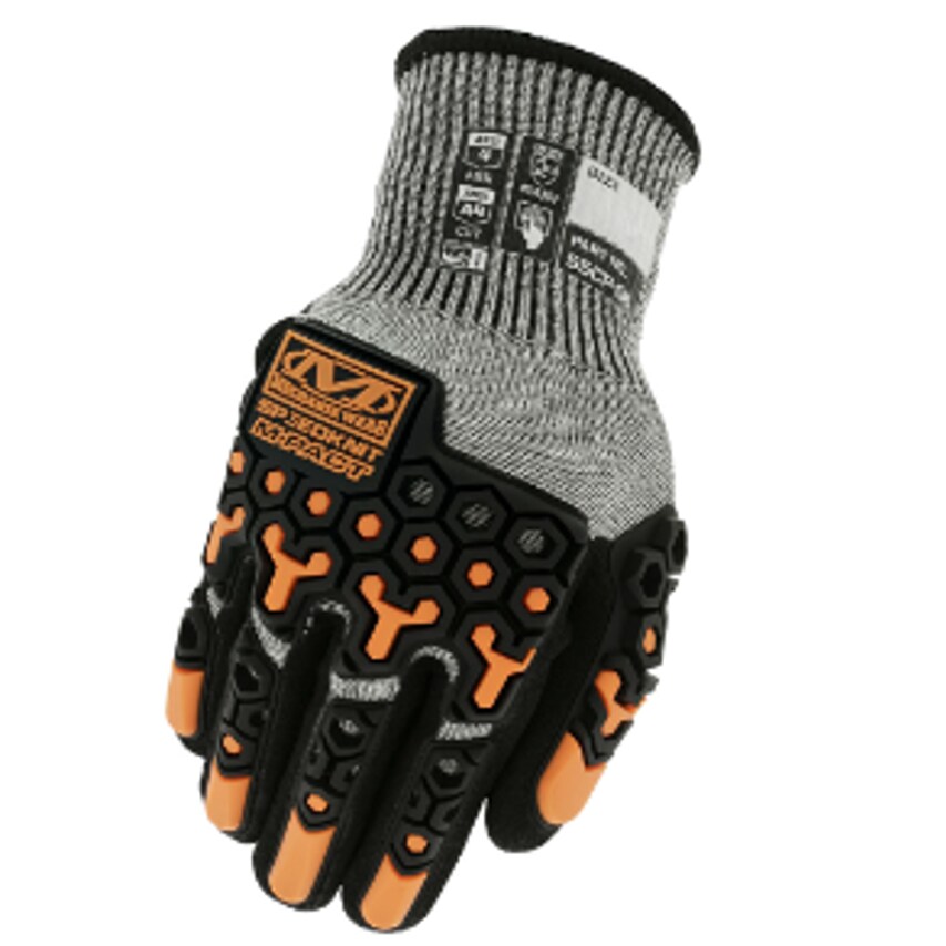 Mechanix Wear SpeedKnit M-Pact Glove Grey/Black w/Orange Size Medium S5CP-08