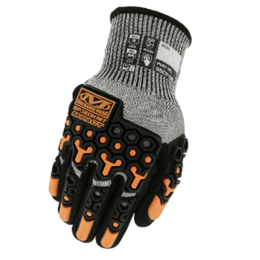 Mechanix Wear SpeedKnit M-Pact Glove Grey/Black w/Orange Size Large S5CP-08