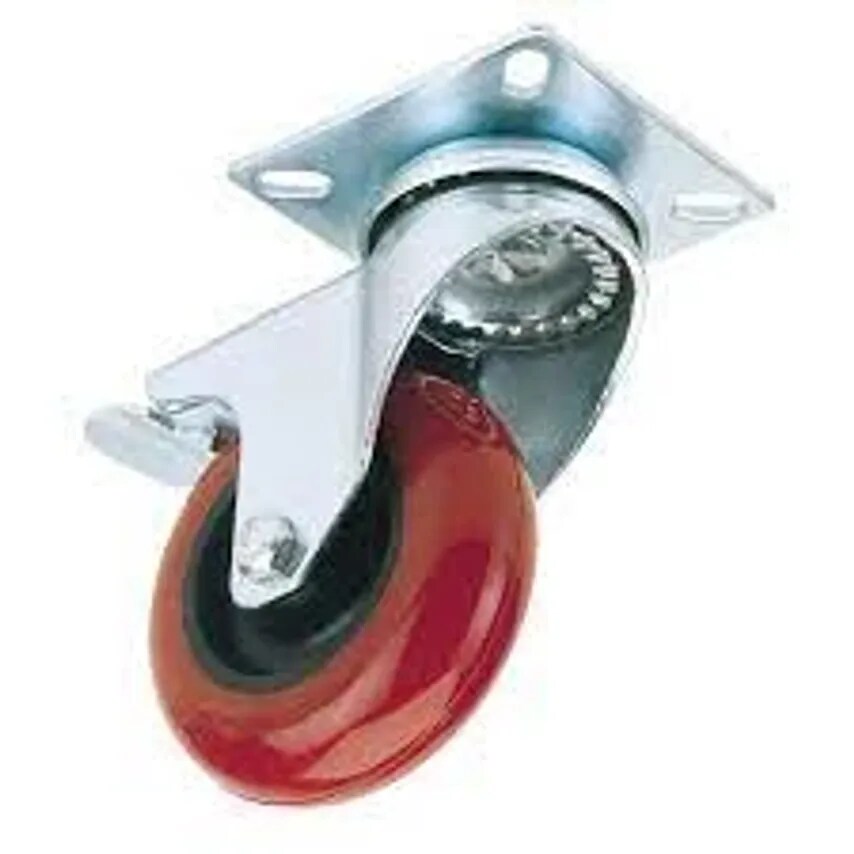 Castor Swivel Plate Fixing Brake 100mm Polyurethane