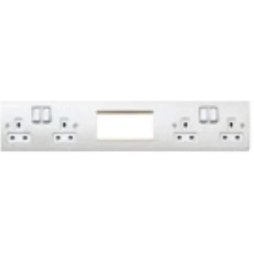 Novar ED&S Socket 4 Gang DP Dual Earth and 4 Module 13A White Euro In Line