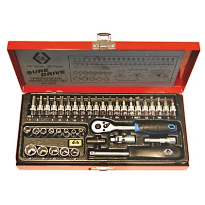 Carl Kammerling Socket Set Metric 1/4in Square Drive 39 Piece Chrome Vndm Steel