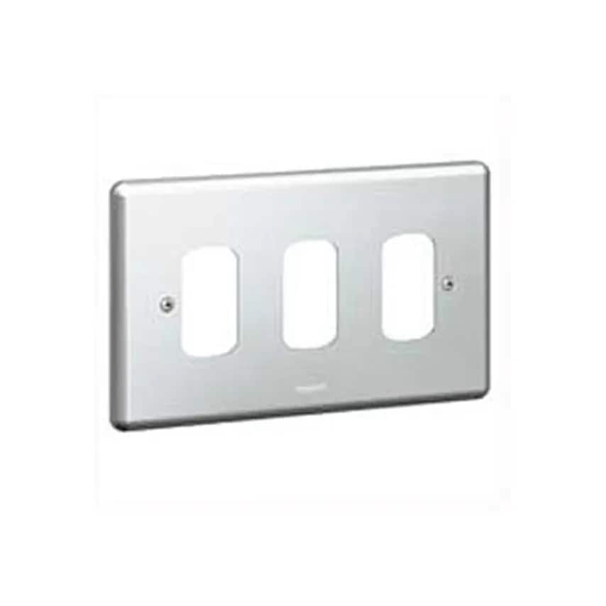 Legrand Frontplate 2 Gang 3 Module Small Aperture 86 x 146mm Metalclad