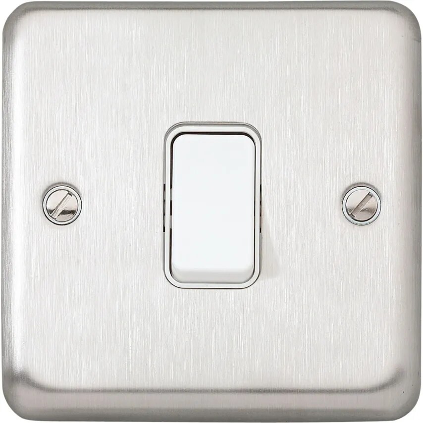 Novar ED&S Plate Switch 1G 2WAY Single Pole 10A Brushed Stainless Steel