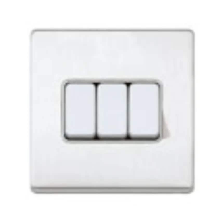 Novar ED&S Plate Switch 3 Gang 2 Way SP 10A White White Insert