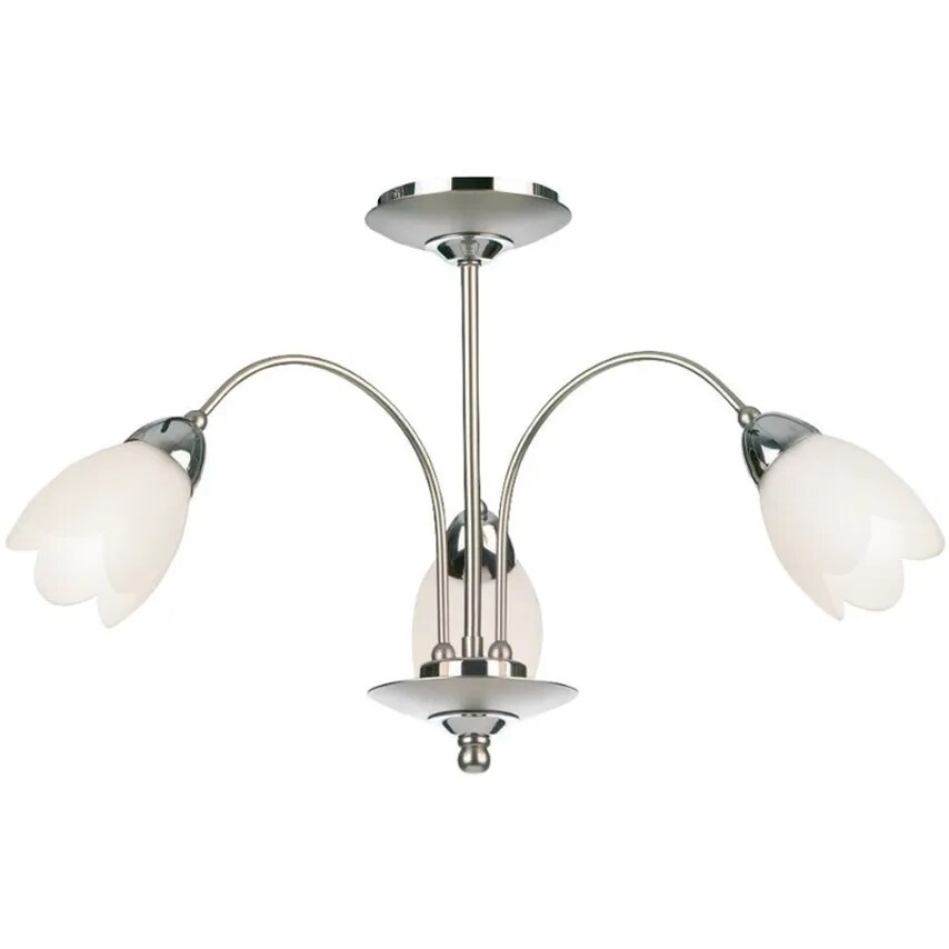 Endon Ceiling Light Semi Flush SES W/o Lamp 3 x 40W 560 x 320mm Sat Chr