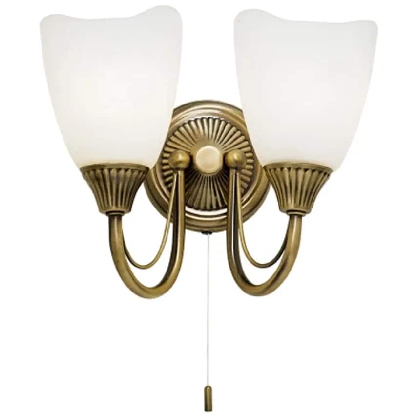 Endon Wall Light Semi Flush Sbc Opl Glass 2 x 60W 260 x 200 x 190mm Antq W