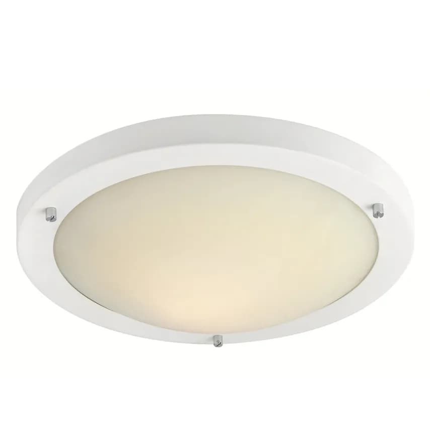 Firstlight Luminaire Ceiling Flush Opal Glass E27 IP54 60W Matt White