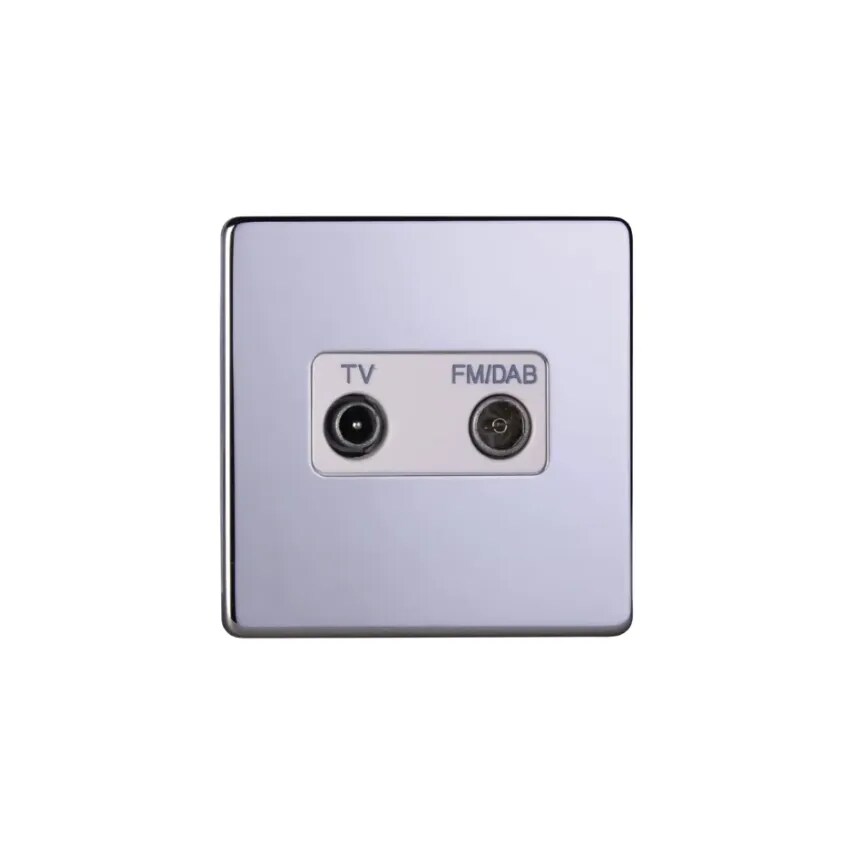Deta Socket Diple x er Tv and fm/dab Coaxial Chrome White Insert - 8592CHW