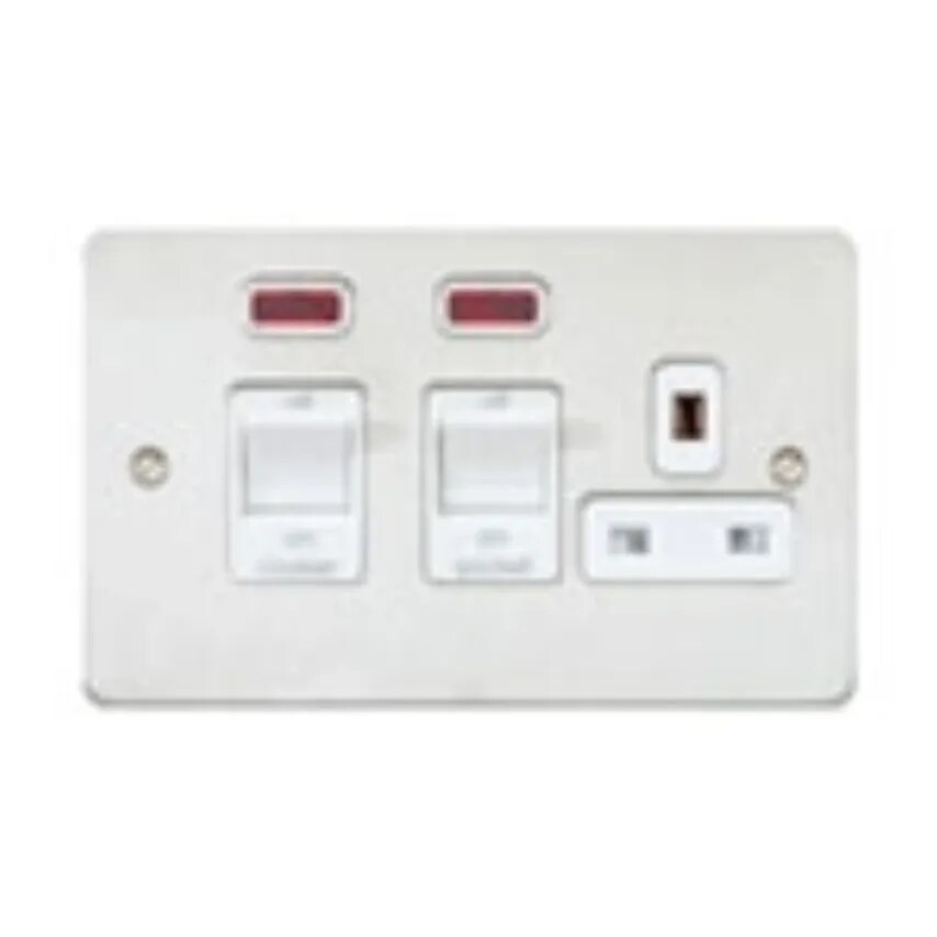 Novar ED&S Ckr Control Switch DP Main Switch and socket Neon 45A Lustrous Black