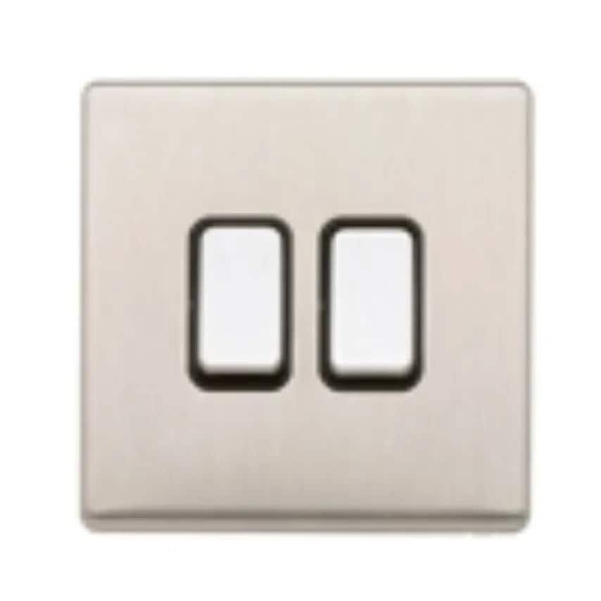 Novar ED&S Plate Switch 2 Gang 2 Way SP 20A Satin Gold Black Insert