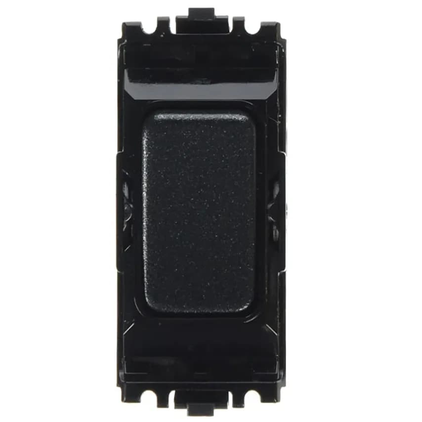Novar ED&S Grid Switch 1 Way DP Push Make 20A Lustrous Black Blk Insert