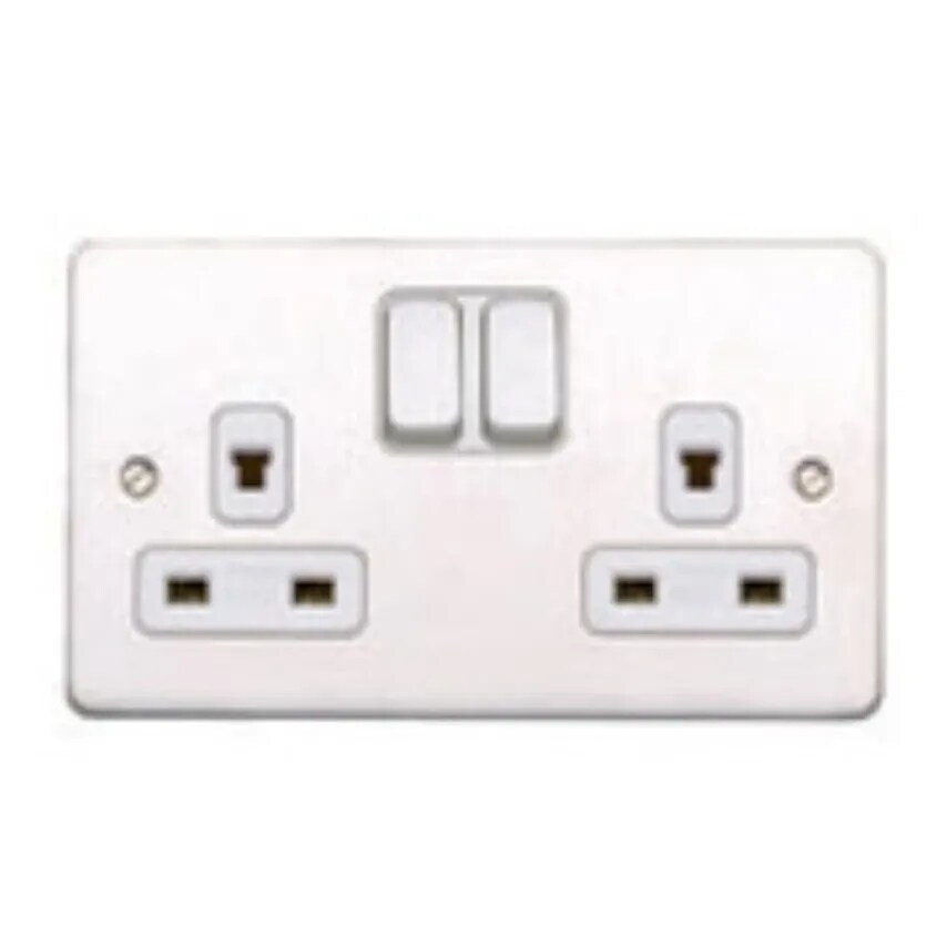 Socket 2 Gang Switched DP Clean Earth 13A Lustrous Black Blk Insert - K14246LBKB
