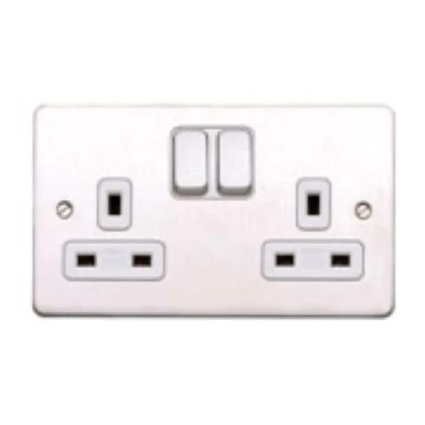 Novar ED&S Socket 2 Gang Switched DP Dual Earth 13A Sat Gold White Inserts - K14