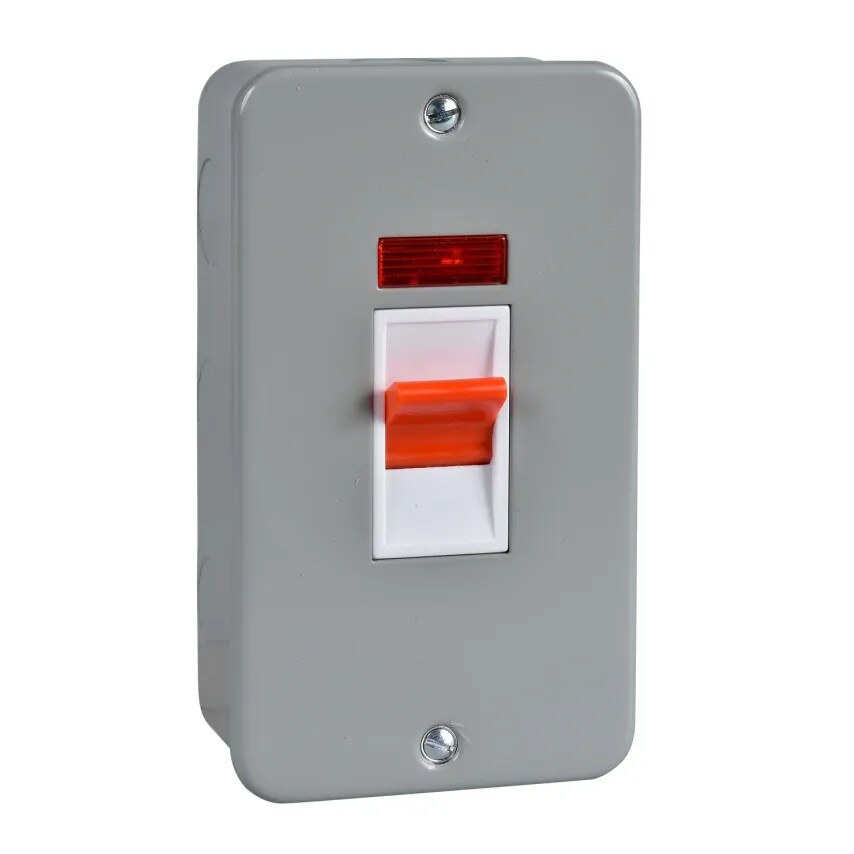 GET Cooker Control Switch 2 Gang DP Neon 50A Grey Metalclad
