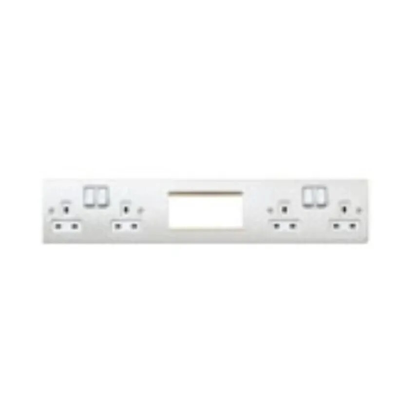 Novar ED&S Socket 4 Gang DP Dual Earth and 4 Module 13A Lacquered Brushed Steel