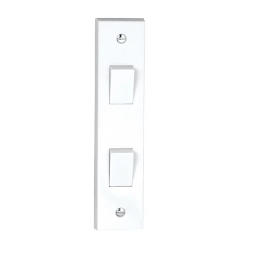 Deta Architrave Switch 2 Gang 2 Way 10A White Moulded - V1322