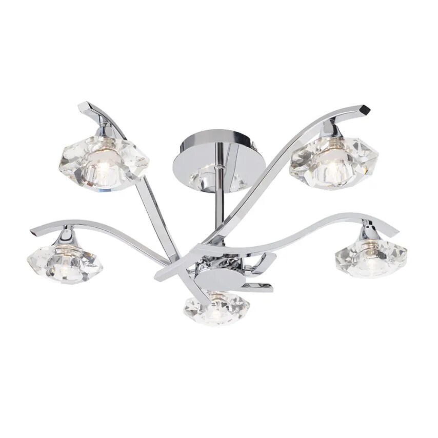 Saxby Ceiling Light G9 Glass Shade 5 x 33W 500 x 183mm Chrome
