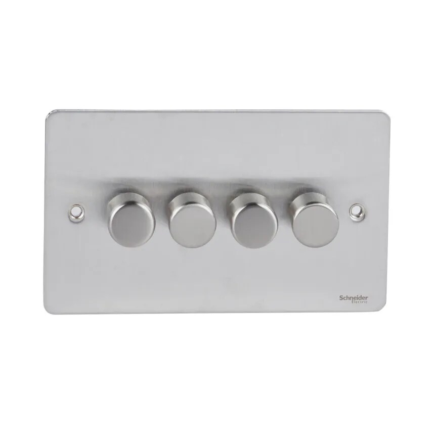 GET Dimmer Switch 4 Gang 2 Way Mains and low Voltage 250W/VA Stainless Steel - G