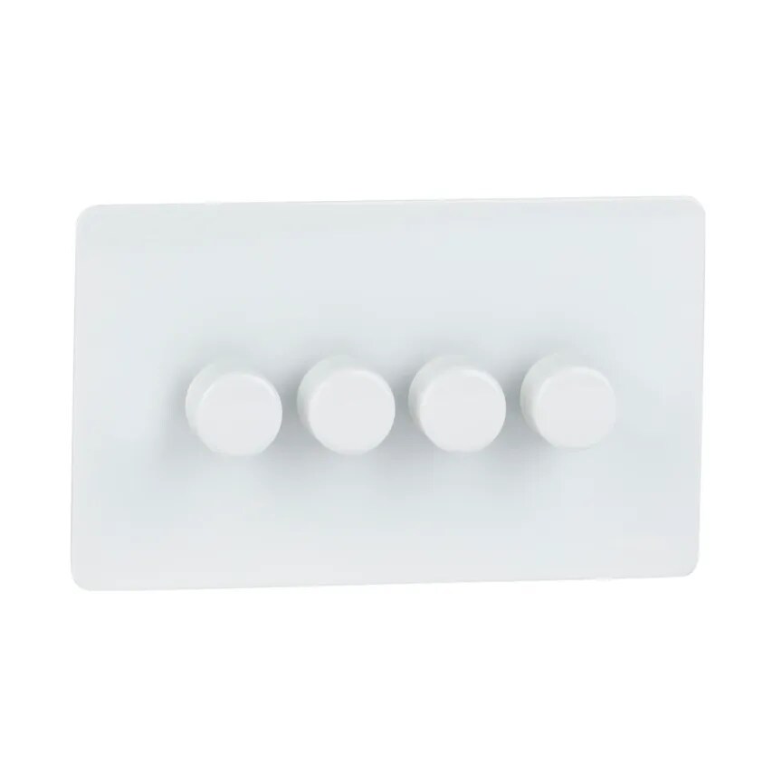 GET Dimmer Switch 4 Gang 2 Way Mains and low Voltage 250W/VA Painted WH - GU6442