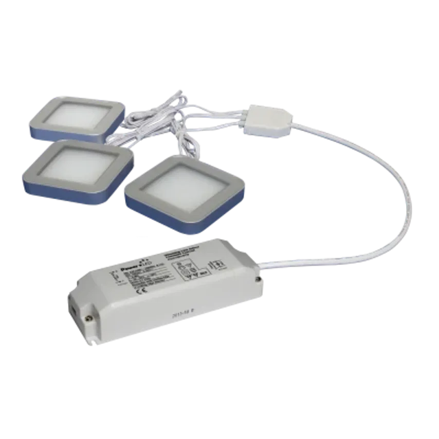 Sunpower Cabinet Light LED 6000K Square Pack 3 3W Black Ultra Slim Driver