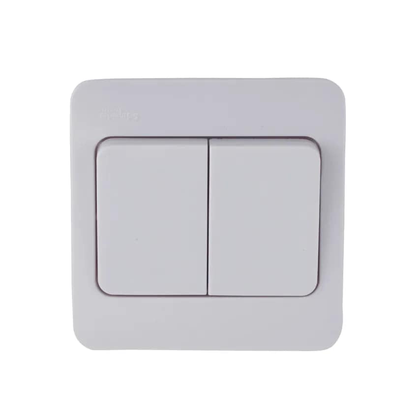 GET Plate Switch 2 Gang 2 Way Wide Rocker 10A x White