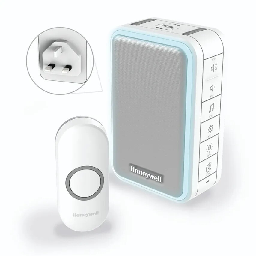 Door Chime Kit Wirefree Plug-in 150M 84DB White 6 Tunes Halo L