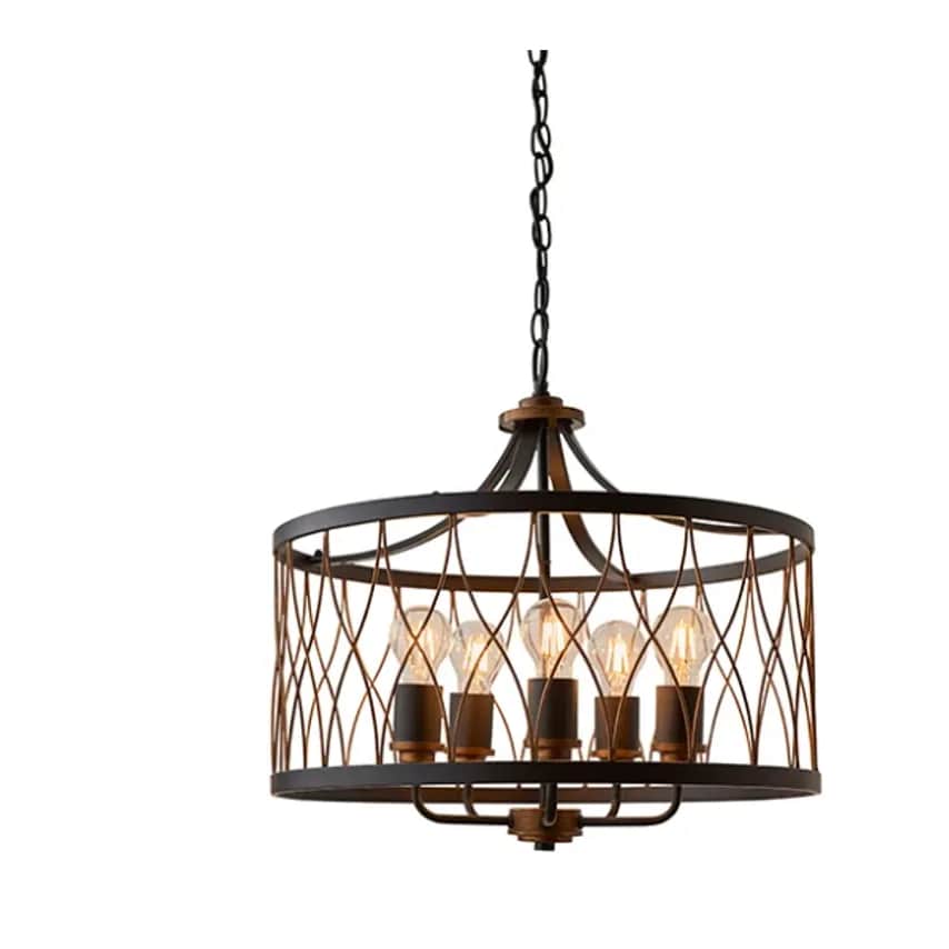 Saxby Pendant E27 GLS W/o Lamp 5 x 60W 600-1350 x 520mm Matt Black