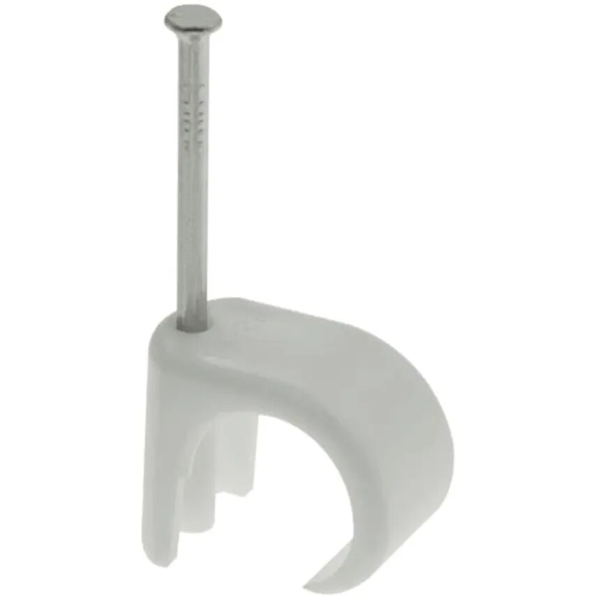 Unicrimp 3-5mm Round Nail In Cable Clip White ((Pack of 100))