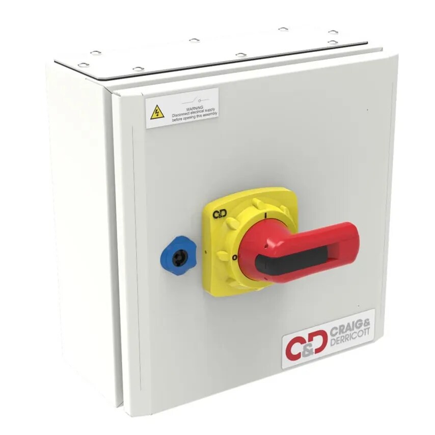 Craig & Derricott Switch Disconnect Isolator 3P and N Link 100A Grey Metal Hinge