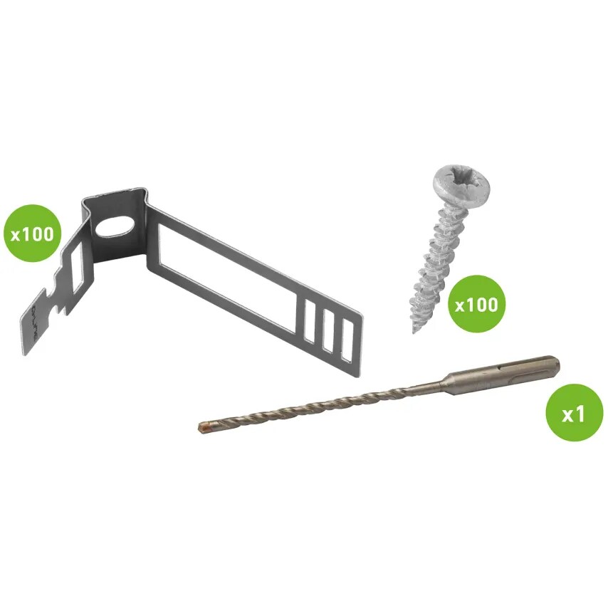 Luceco EV Fixing Kit - Box of 100 16-21mm Clip + Fixing and 5mmDS